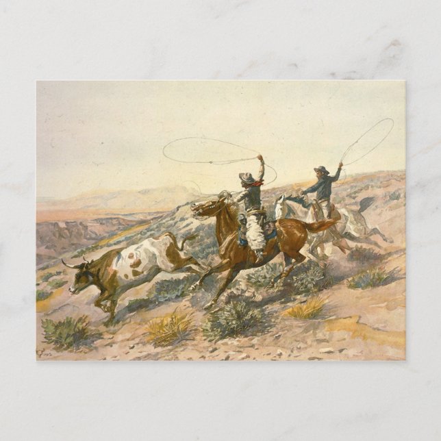 Buccaroos av Charles Marion Russell Vykort (Framsida)