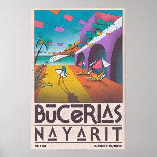 Bucerías Beach Print Modern kustkonst - Palm Poster