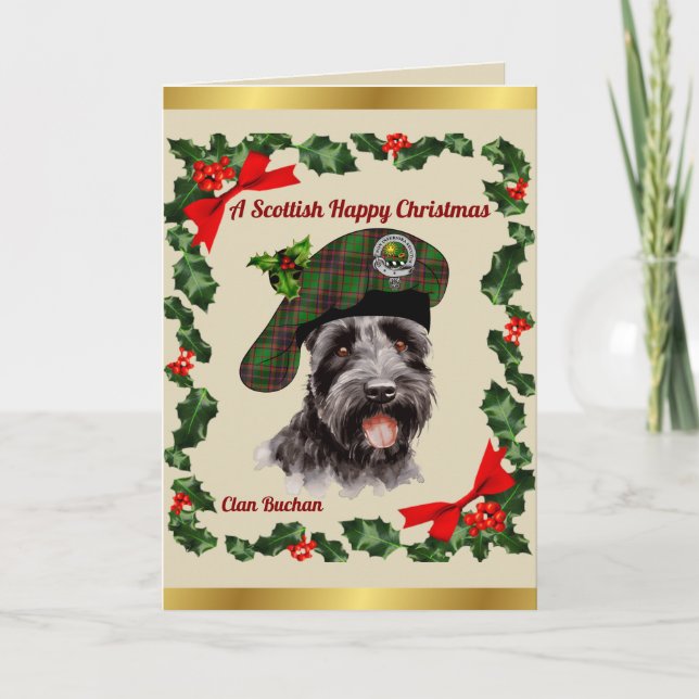 Buchan Scottie Hund Personlig Julafton Kort (Framsida)