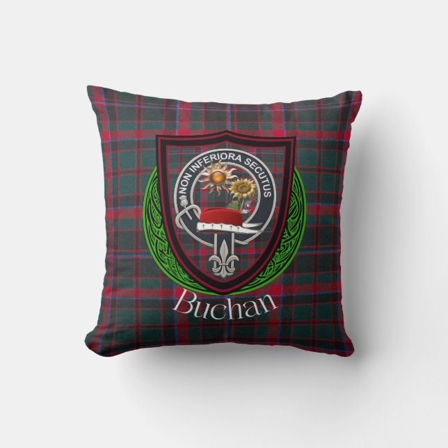 Buchan Scottish Clan Tartan & Crest Kudde (Framsida)