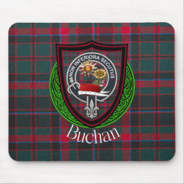 Buchan skotsk klan tartan och vapensköld musmatta