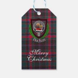 Buchan skotska klan tartan och vapensköld presentetikett