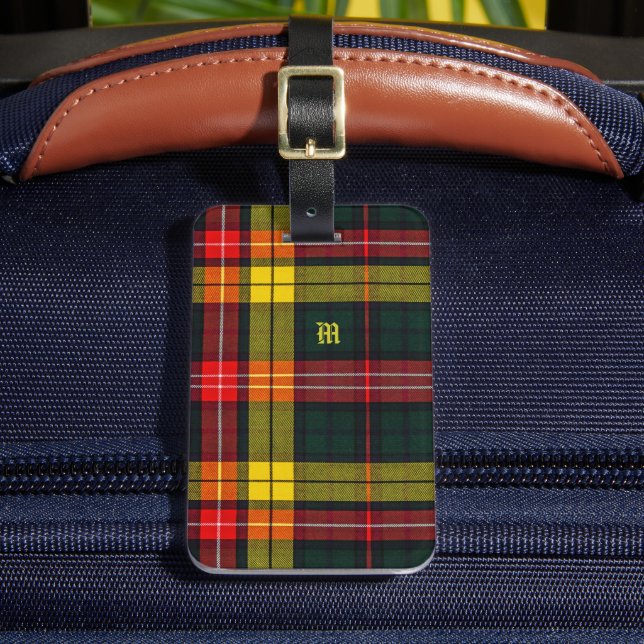 Buchanan Clan Plaid Scottish Pattern Monogram Bagagebricka (Framsida Insitu 2)