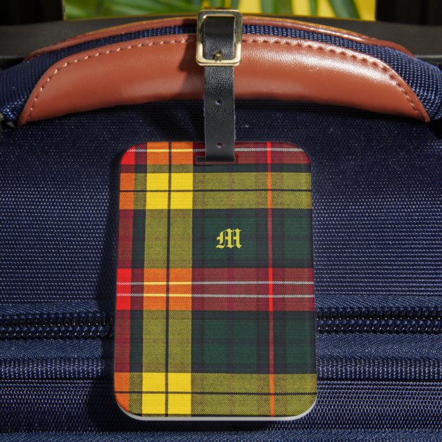 Buchanan Clan Plaid Scottish Pattern Monogram Bagagebricka (Framsida Insitu 2)