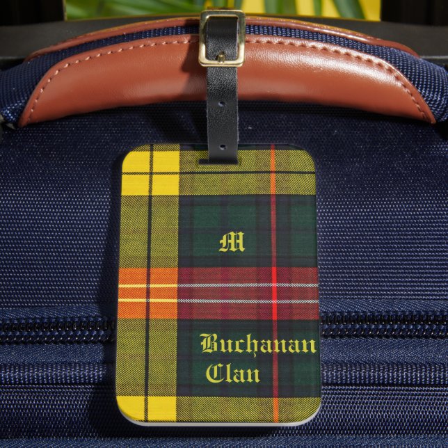 Buchanan Clan Plaid Scottish Pattern Monogram Name Bagagebricka (Framsida Insitu 2)