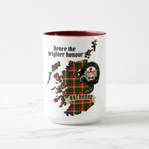 Buchanan Klan Badge & Tartan Karta i Skottland Mugg