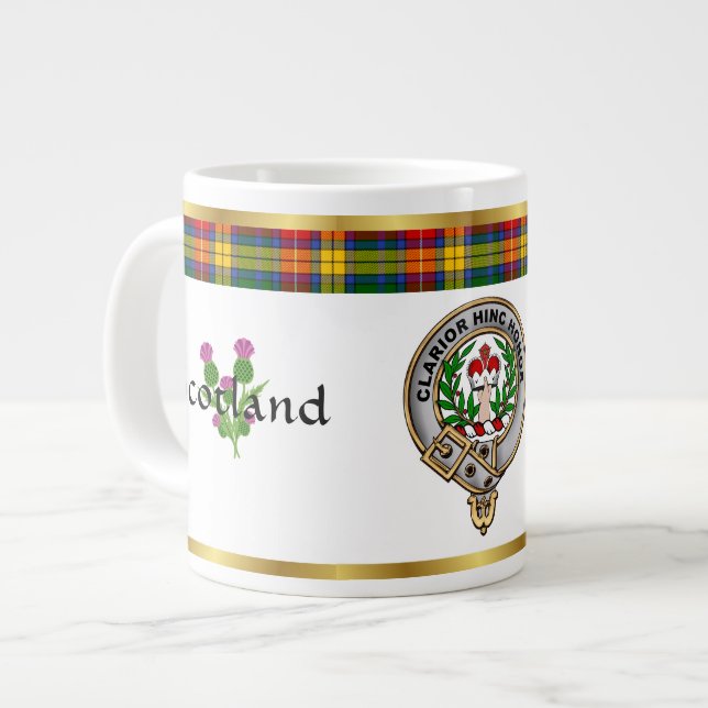 Buchanan Klan Badge Tartan & Motto Jumbo Mugg (Framsida vänster)
