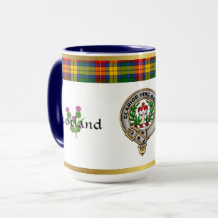 Buchanan Klan Badge Tartan & Motto Mugg