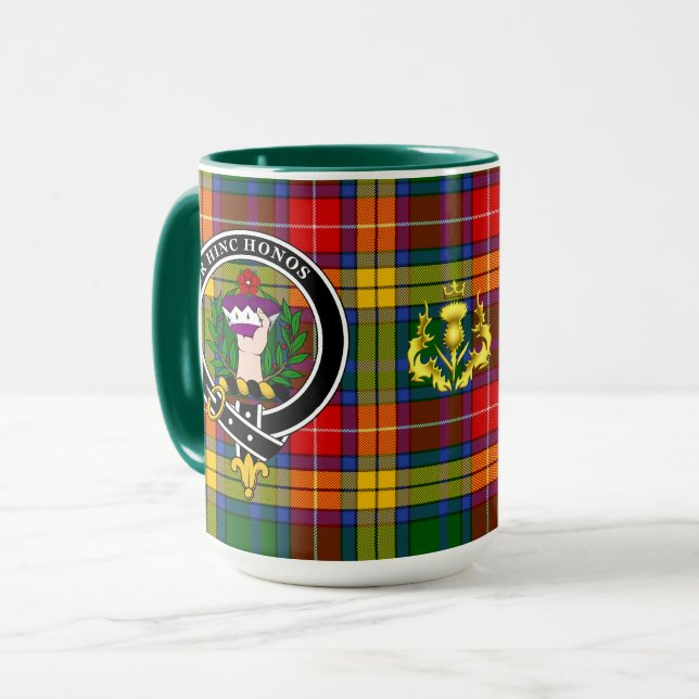 Buchanan Klan Badge & Tartan Mugg (Framsida vänster)