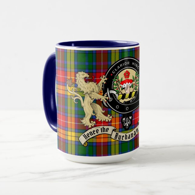 Buchanan Klan Badge & Tartan Mugg (Framsida vänster)