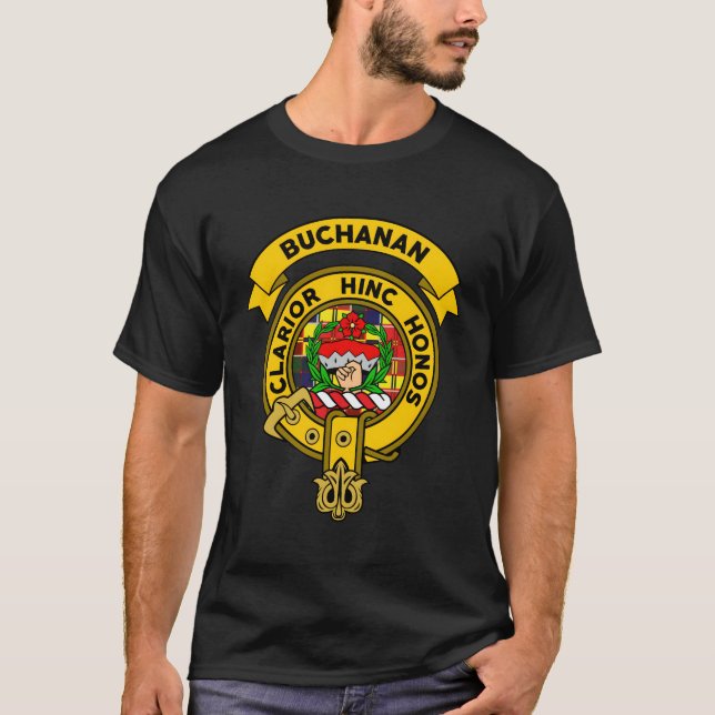 Buchanan Klan Badge Tartan T Shirt Långärmad (Framsida)