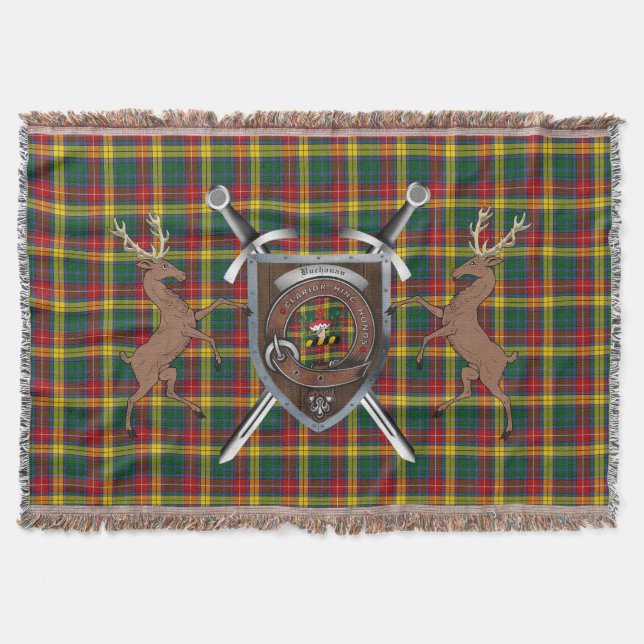 Buchanan Klan Badge & Tartan Throw Blanket Filt (Framsidan)
