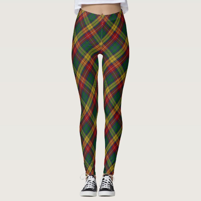 Buchanan Klan Tartan Plaid Mönster Mindre Leggings (Framsida)