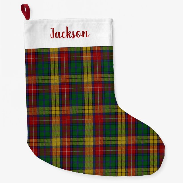 Buchanan Klan Tartan Play Mönster Stor Julstrumpa (Framsidan)