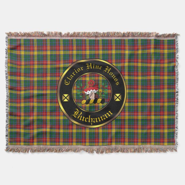 Buchanan Klan Vapensköld & Tartan Throw Filt (Framsidan)
