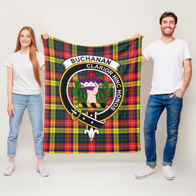 Buchanan-klanens moderna tartanrutiga pläd fleecefilt (På plats)