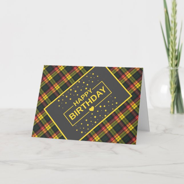 Buchanan Modern Tartan Birthday Card Kort (Framsida)