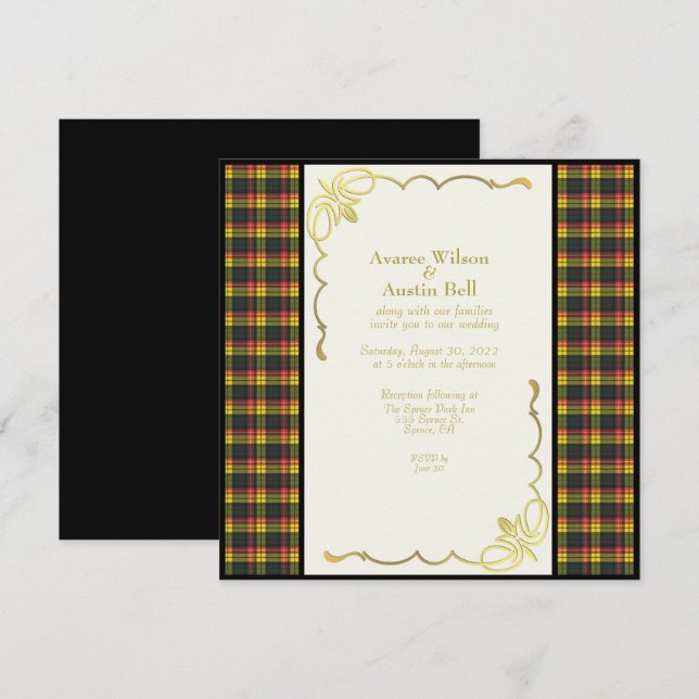 Buchanan Modern Tartan Wedbjudande Inbjudningar (Fram/baksida)