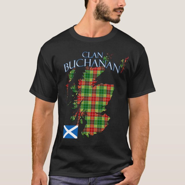 Buchanan Scottish Klan Tartan Scotland T Shirt (Framsida)