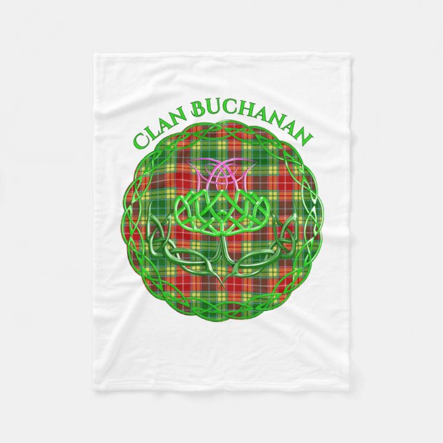 Buchanan Scottish Tartan Celtic Thistle Fleecefilt (Framsidan)