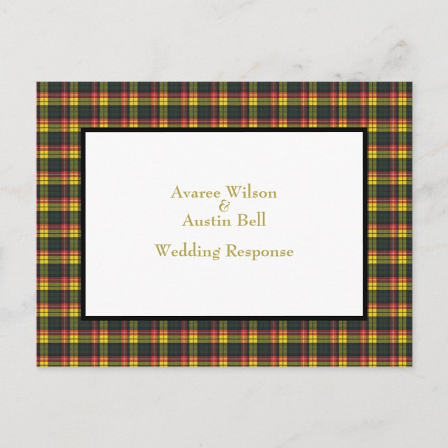 Buchanan Tartan Bröllopssvar  Vykort (Framsida)