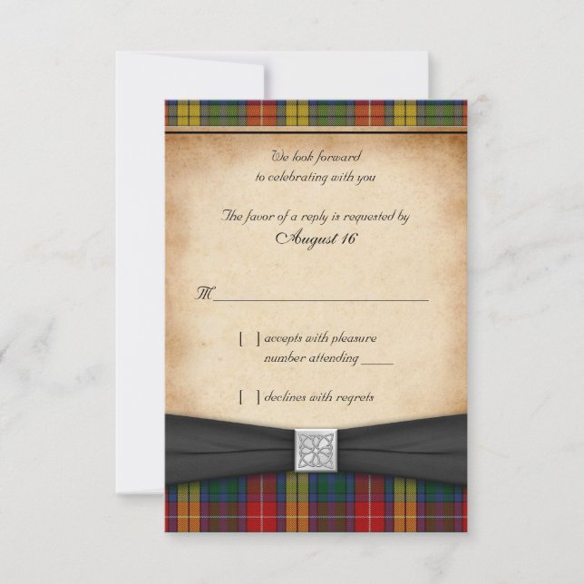 Buchanan Tartan Bröllopsvar Svarskort Ver 2 OSA Kort (Framsida)