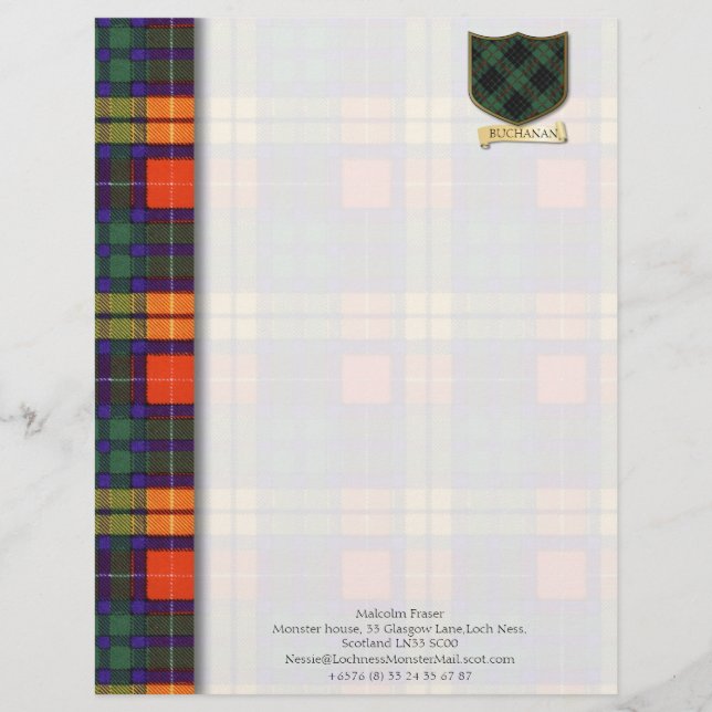 Buchanan tartan-design papprare brevhuvud (Framsida)