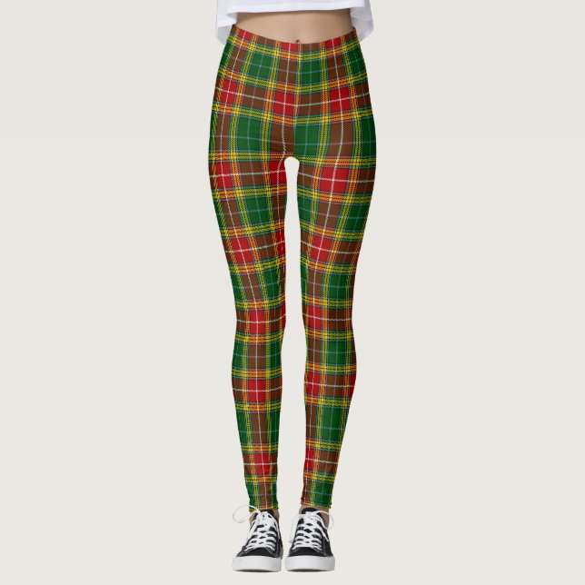 Buchanan Tartan Gult, Grönt och rödskinn Leggings (Framsida)