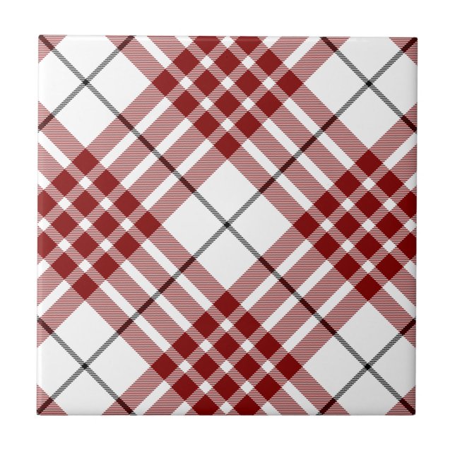 Buchanan tartan röd vit rutig kakelplatta (Framsidan)