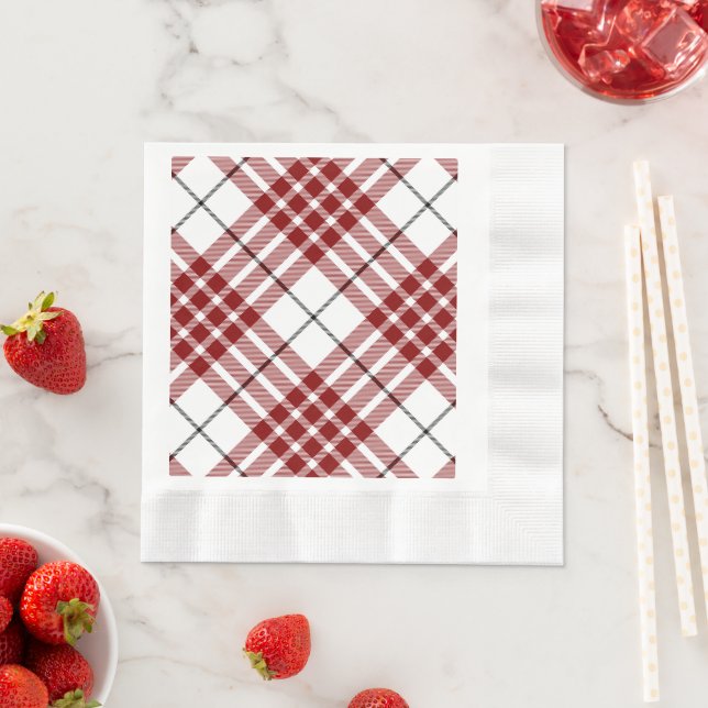 Buchanan tartan röd vit rutig pappersservett (Insitu)