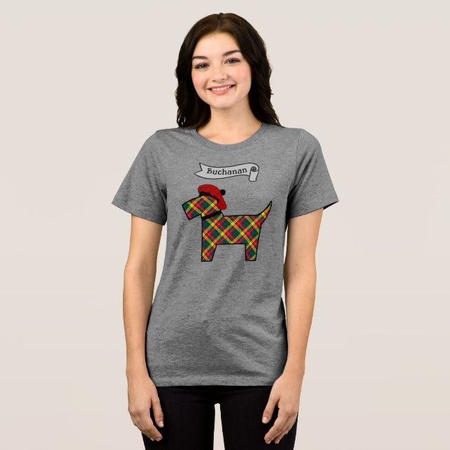 Buchanan Tartan Scottie Dog Personalized T Shirt (Framsida Full)