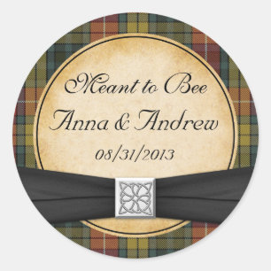 Buchanan Tartan Scottish Bröllop Sticker Runt Klistermärke