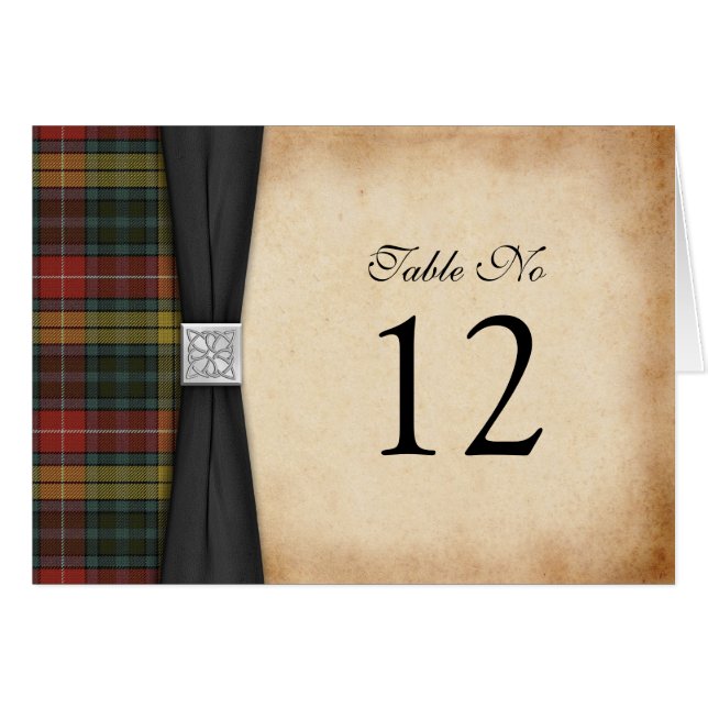 Buchanan Weasted Tartan Bröllop Bord Card Hälsningskort (Framsidan Horizontal)