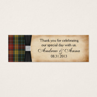 Buchanan Weasted Tartan Bröllop Tack Favor Litet Visitkort