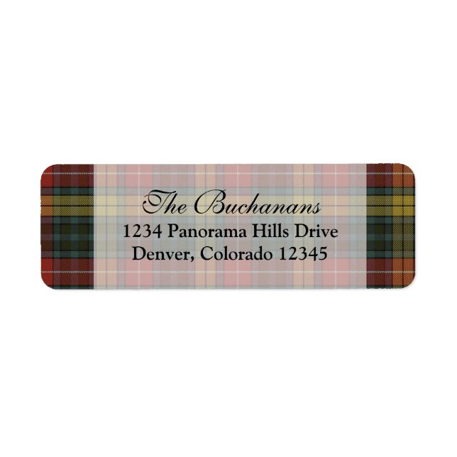 Buchanan Weasted Tartan Returetiketters Returadress Etikett (Framsidan)
