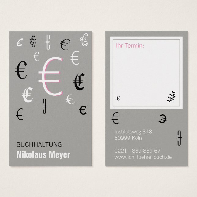 Buchhaltung Visitenkarten mit rosa Visitkort (Framsida & baksida)