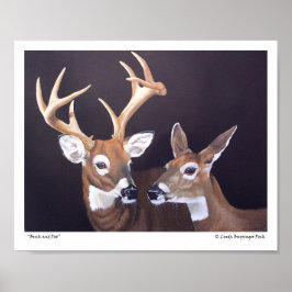 Buck and Doe Hjort Poster