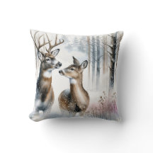 Buck and Doe in Winter Skogen