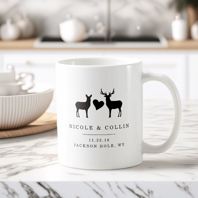Buck and Doe Wedding Favor Kaffemugg (Skapare uppladdad)