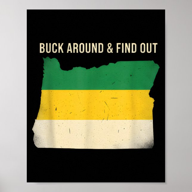 Buck Around Oregon Map Funny Wildlife Adventure Vi Poster (Framsidan)