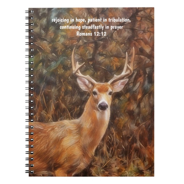 Buck Deer Art Bible Verse Prayer Journal Notebook Anteckningsbok (Framsidan)