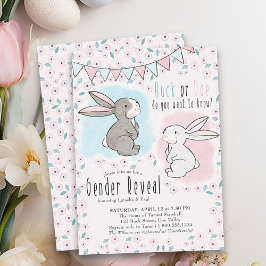 Buck eller Doe Cute Rabbit Gender Reveal Inbjudningar
