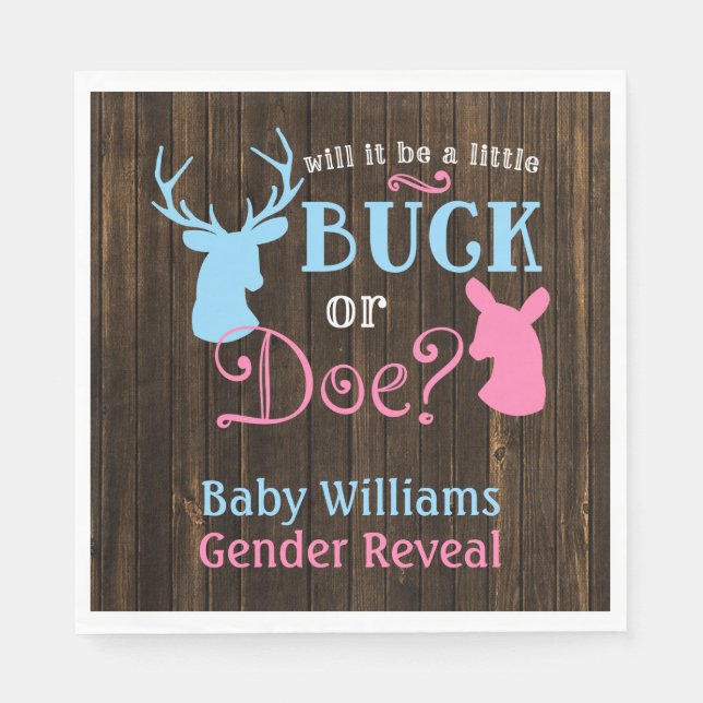 Buck eller Doe Gender Reveal Party Baby Shower Pappersservett (Framsidan)