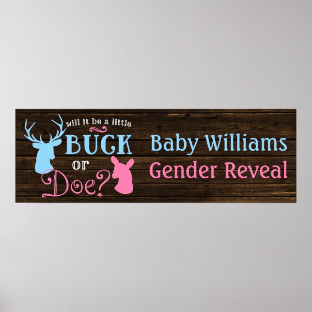 Buck eller Doe Gender Reveal Party banderoll Poster (Framsidan)