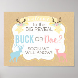 Buck eller Doe Welcome Poster Gender Reveal Party