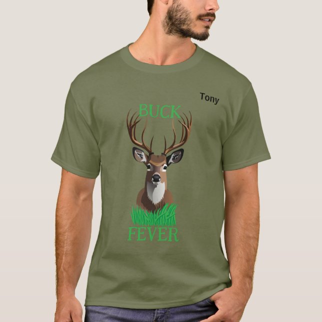 Buck Fever 12 poängs Vit Svans Buck T Shirt (Framsida)