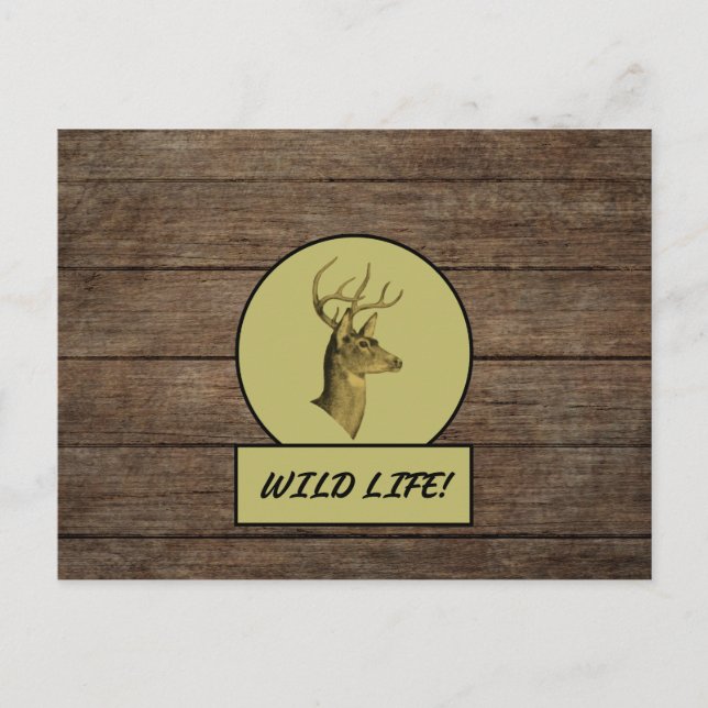 Buck Head Mörkt Trä vykort (Framsida)