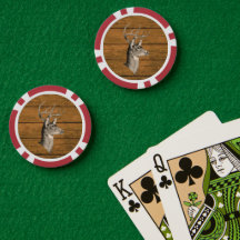Buck Head på Wood Poker Chip