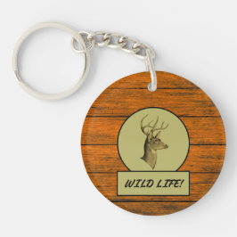 Buck Head Wood Grain Acrylic Keychain