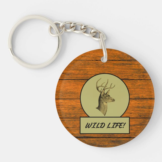 Buck Head Wood Grain Acrylic Keychain (Framsidan)